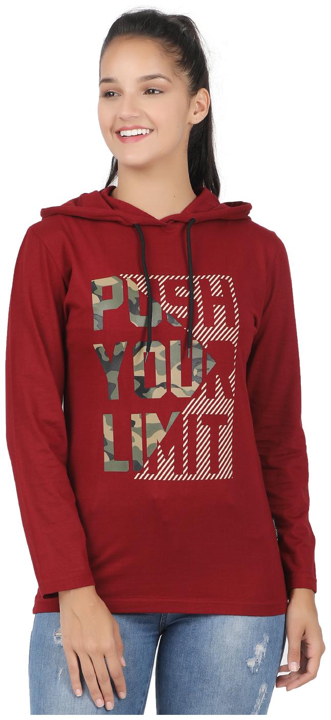 

Tees Park Womens Printed Full sleeve Hooded Tshirt