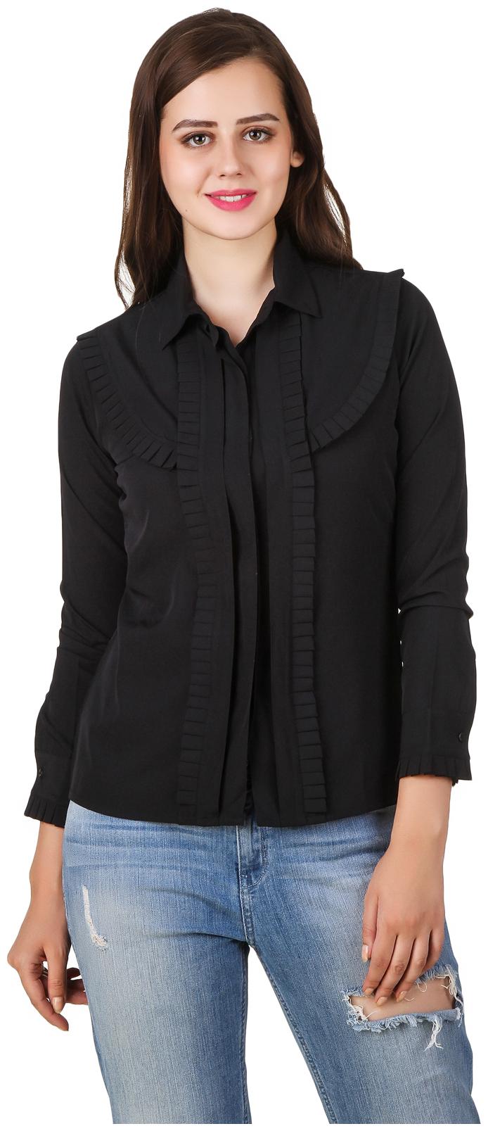 

Texco Women Black Solid Regular Fit Shirt