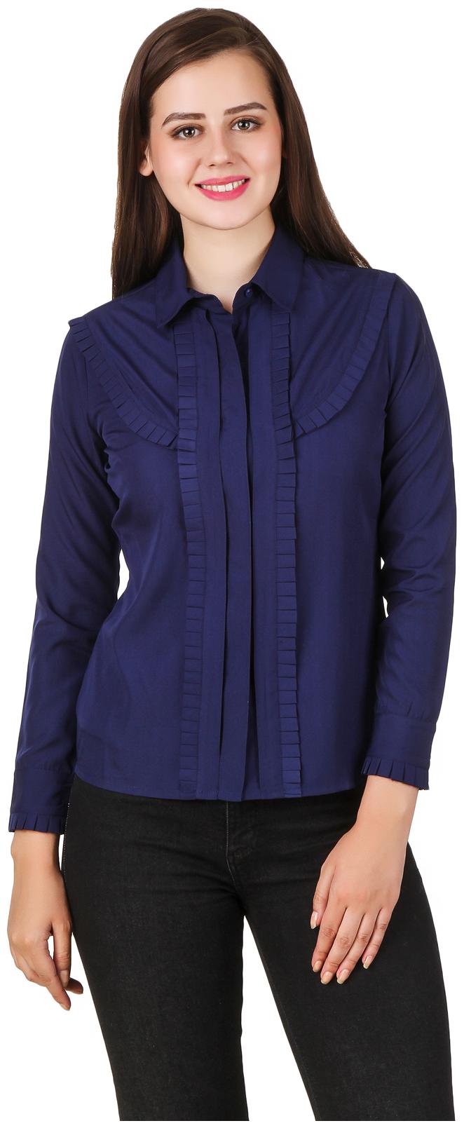 

Texco Women Blue Solid Regular Fit Shirt