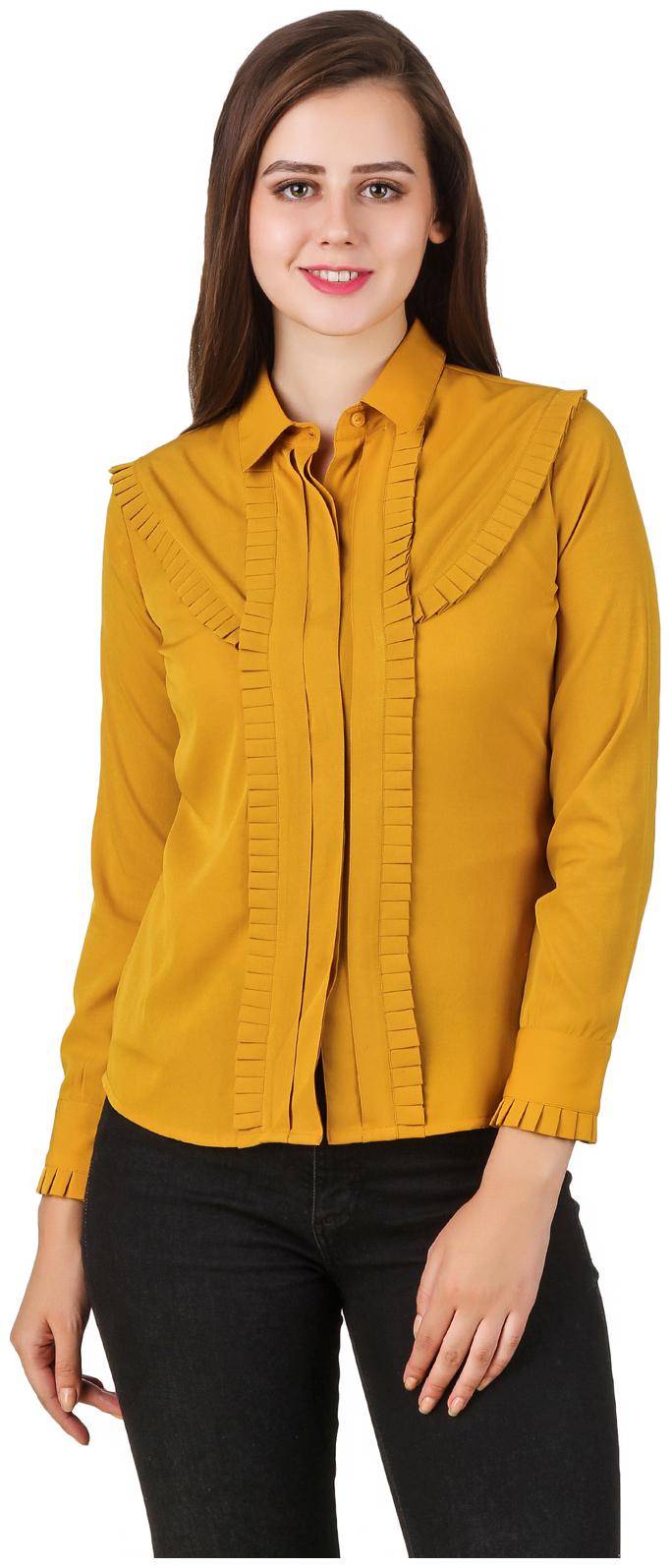 

Texco Women Orange Solid Regular Fit Shirt