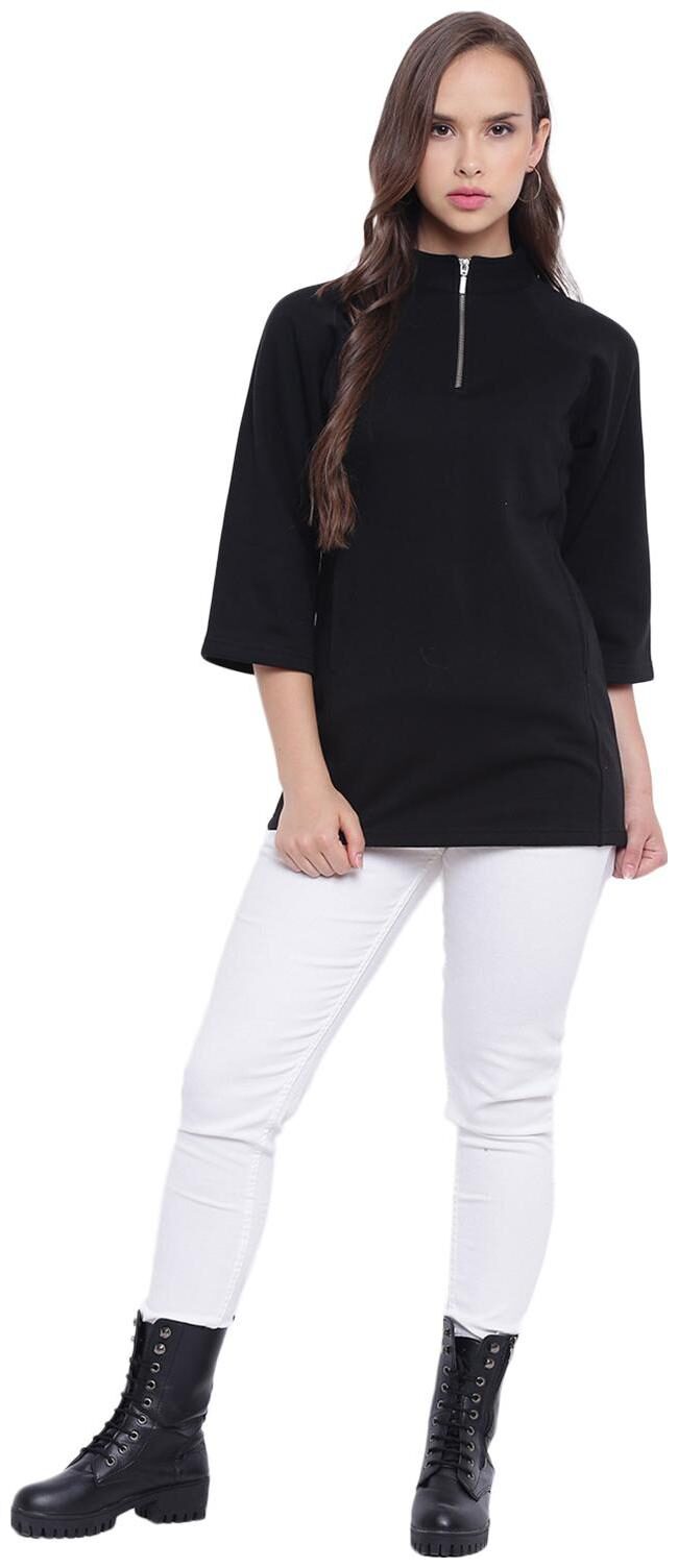 

Texco Women Solid Sweatshirt - Black