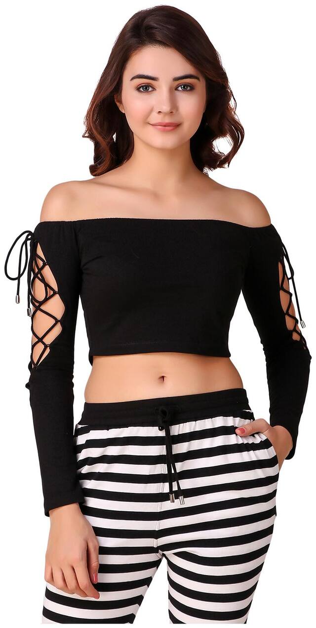 Texco Women Solid Regular top - Black