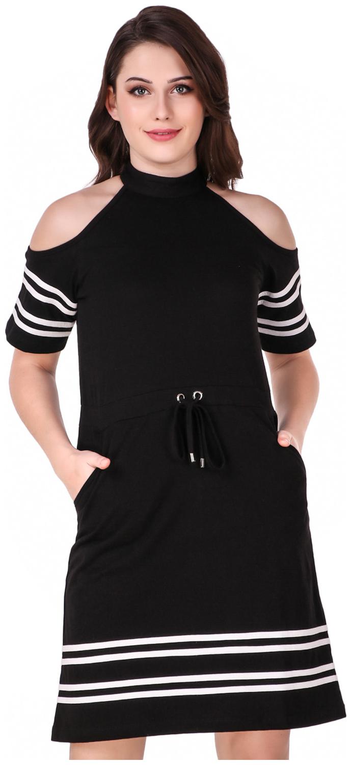 

Texco Black Solid T shirt dress