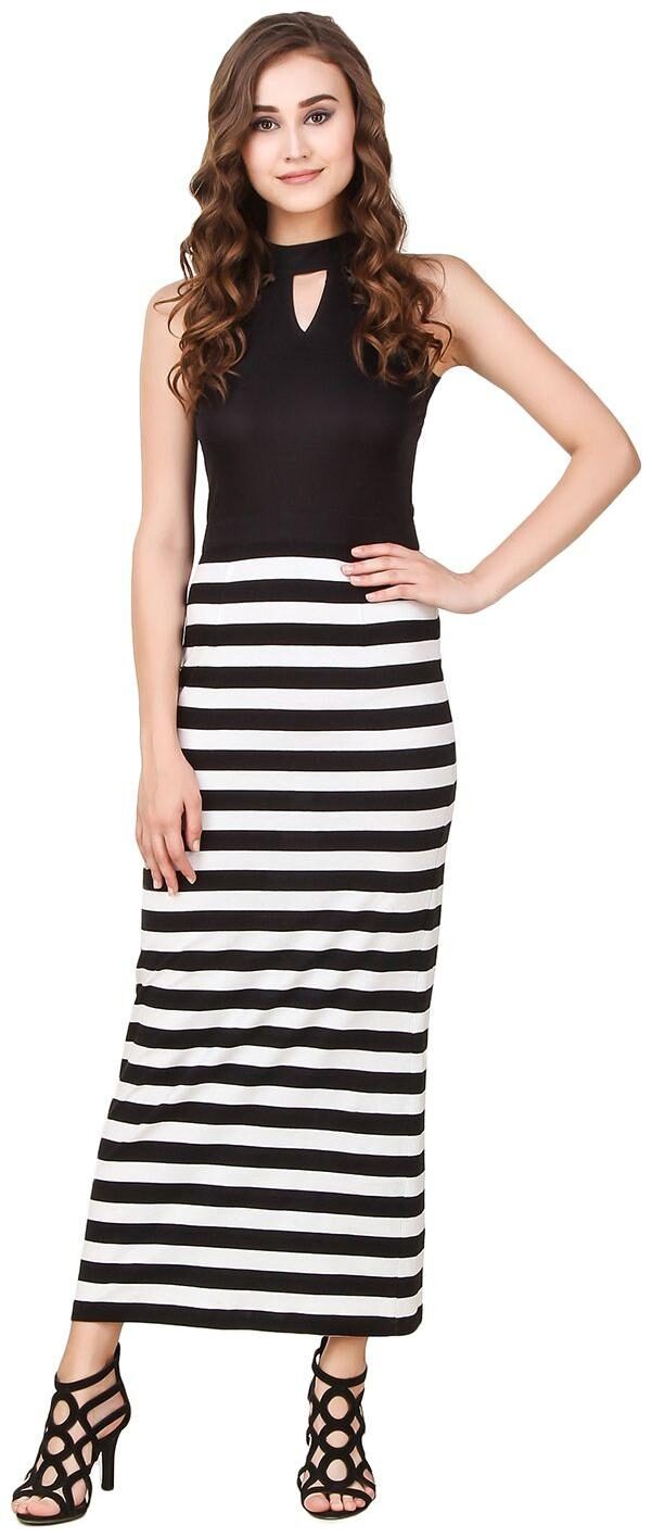 

Texco Black Striped Bodycon dress