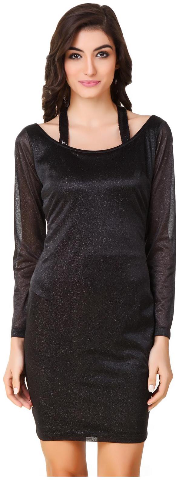 

Texco Black Shimmer Bodycon Stylish Neck Party Dress