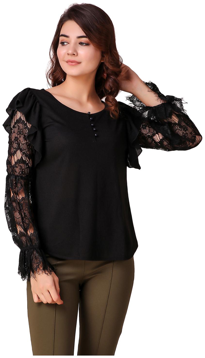 

Texco Black Lace Party Wear Top for Women