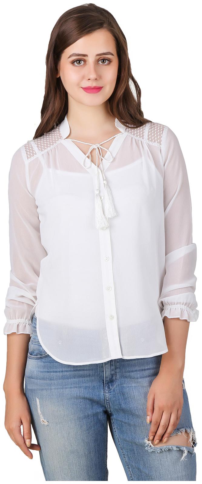 

Texco Women White Solid Regular Fit Shirt