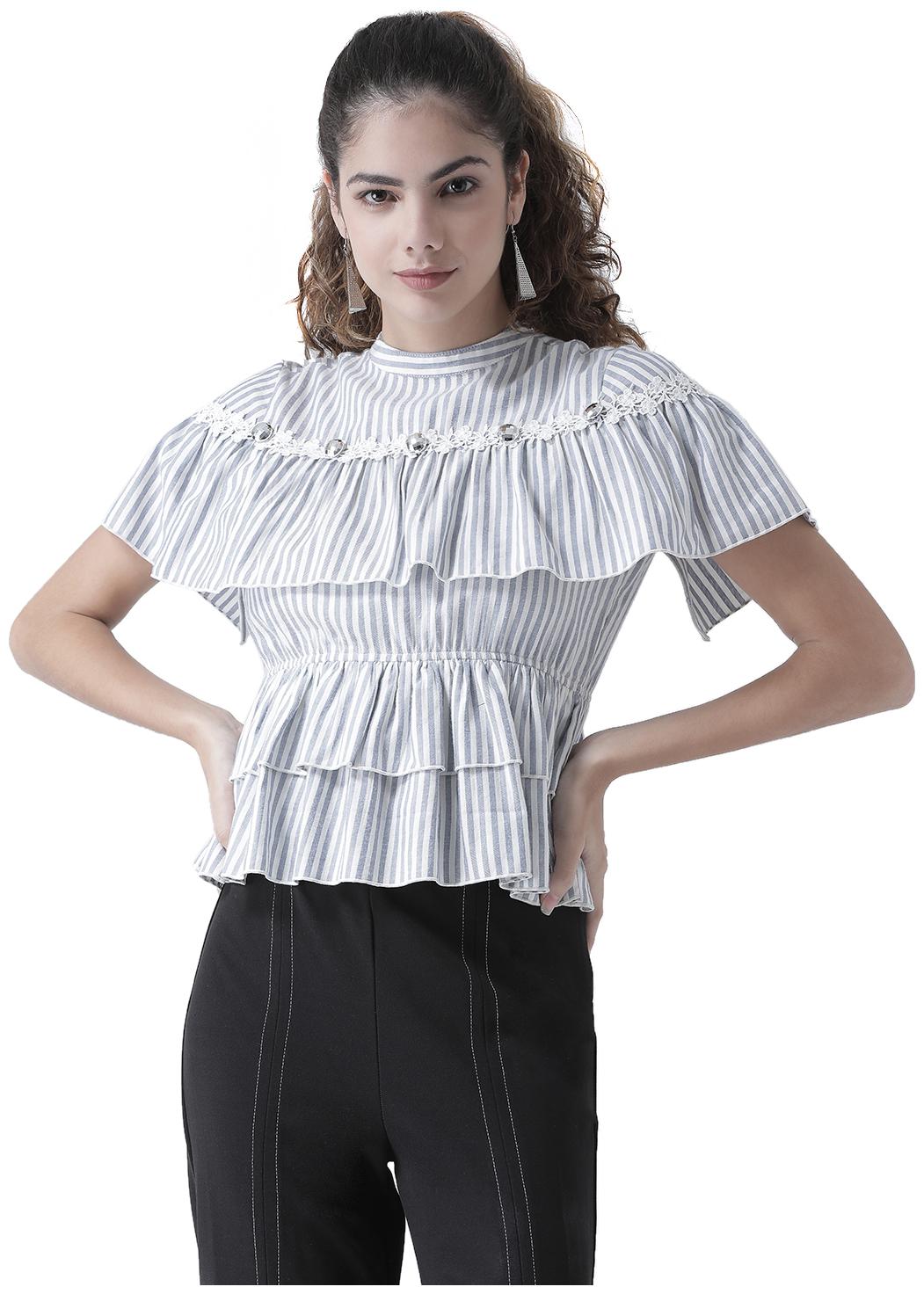 

Texco Women Striped Regular top - Blue