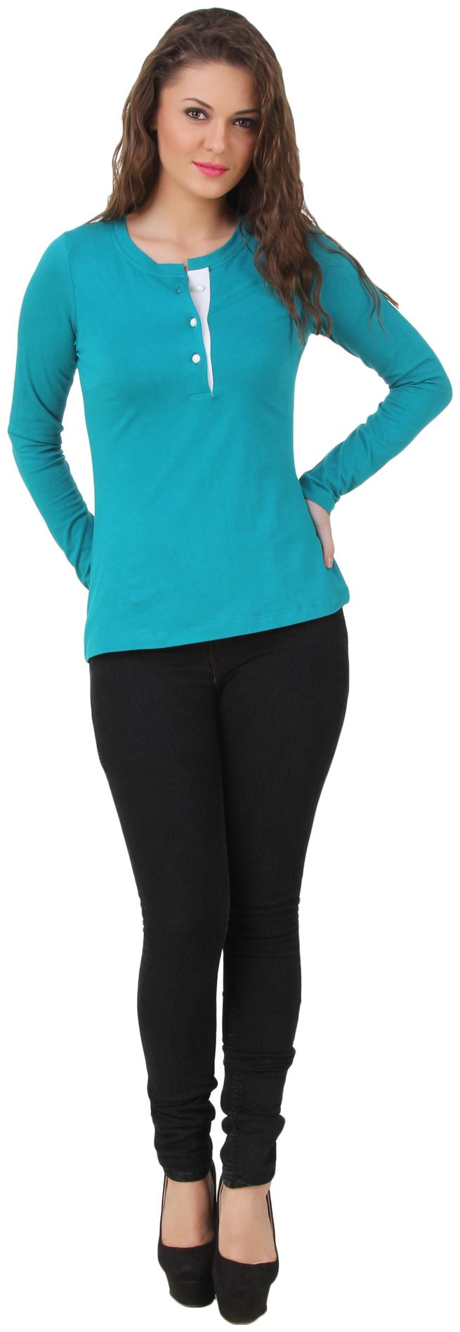 

Texco Cotton Jersey Teal Blue Round Neck Top