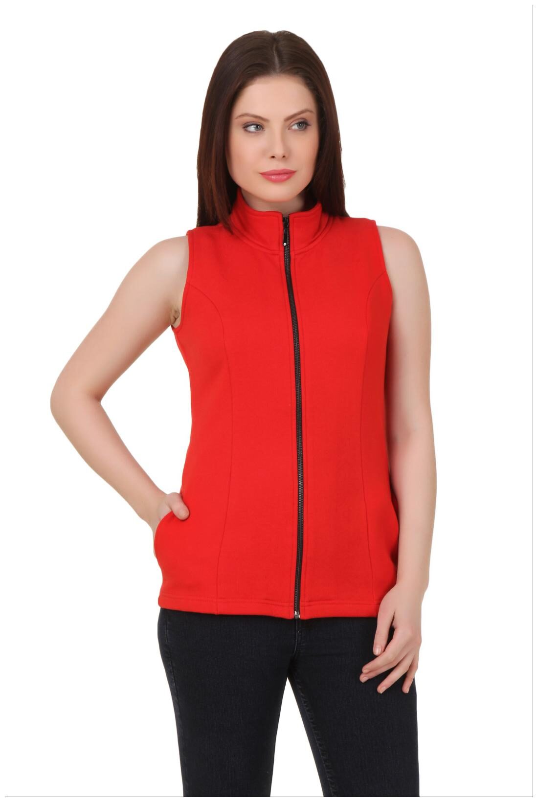 

Texco Cotton Polyster Fleece Without Sleeve Red Jacket