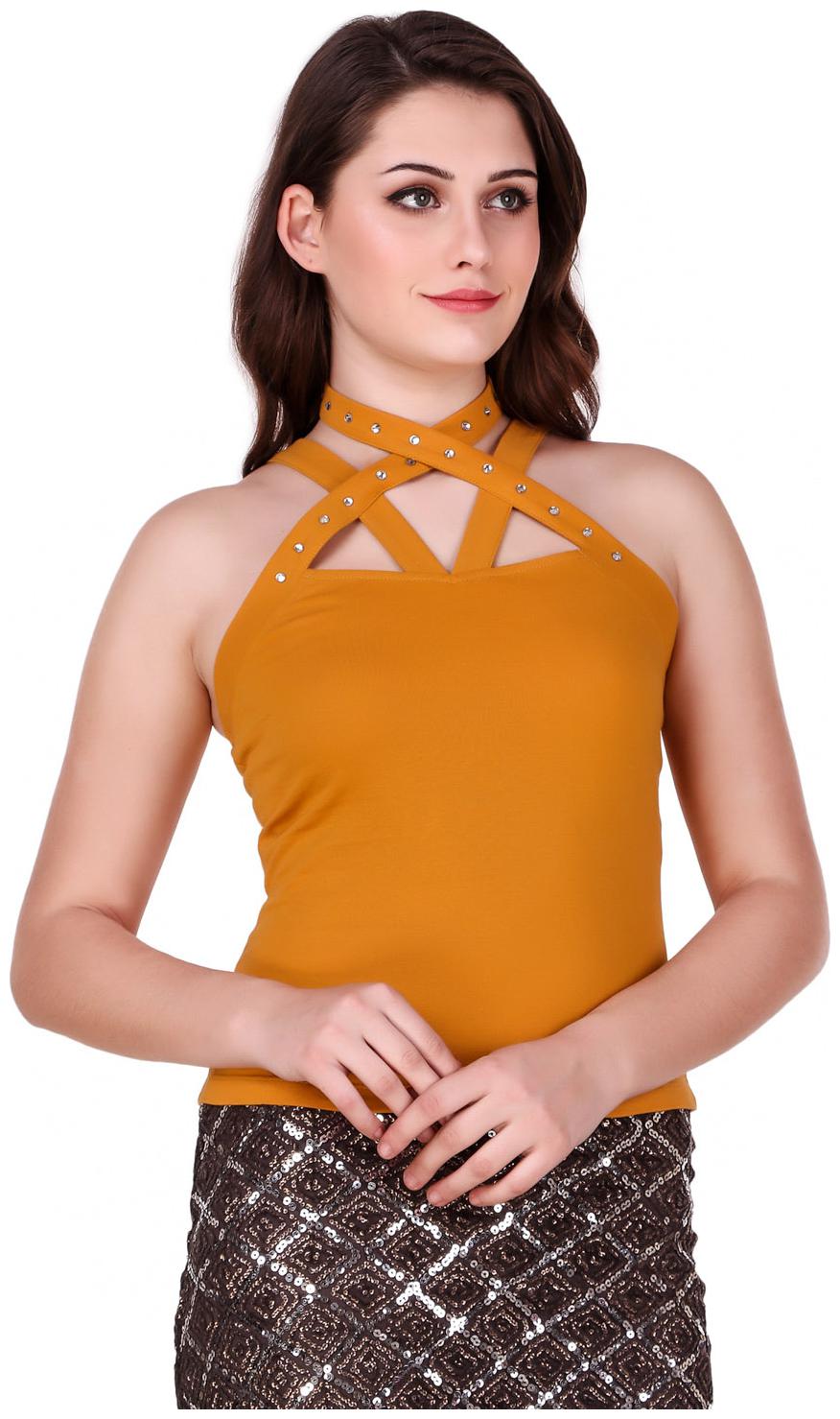 

Texco Women Embellished Regular top - Yellow