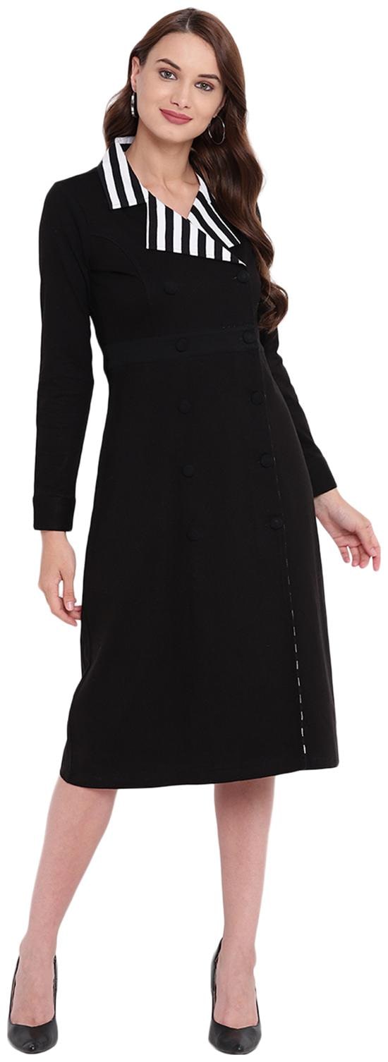

Texco Black Striped A-line dress