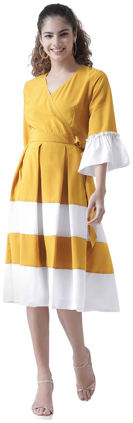 

Texco Yellow Colorblocked Fit flare dress