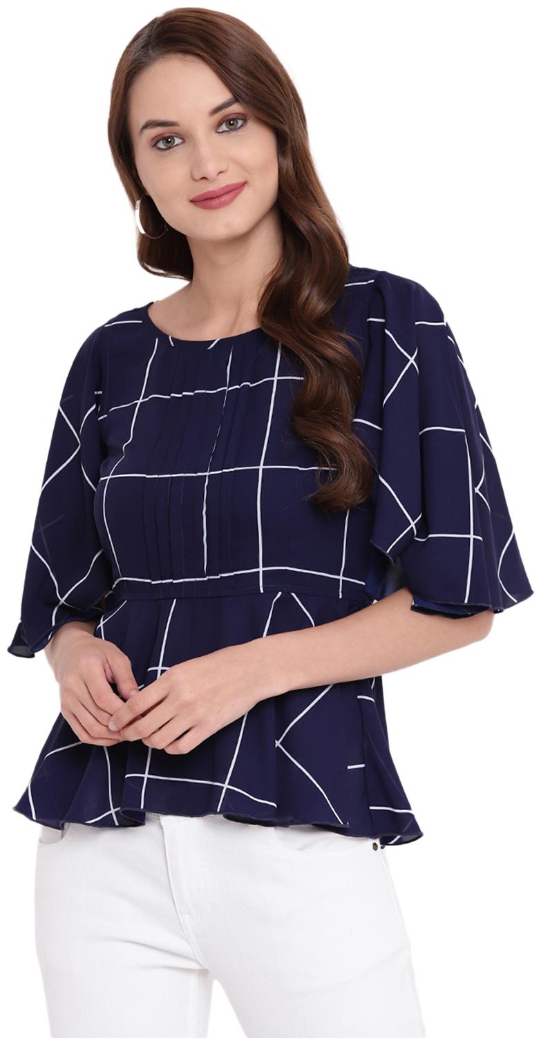 

Texco Women Checked Regular top - Blue