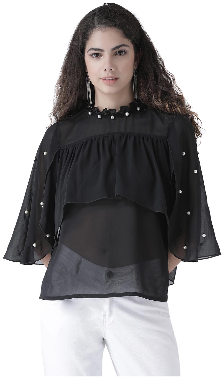 

Texco Women Embellished Regular top - Black