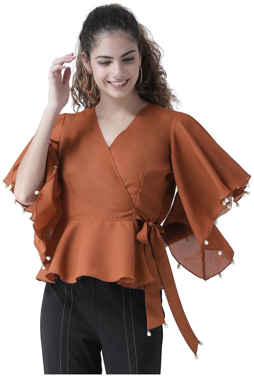 

Texco Women Embellished Wrap top - Red