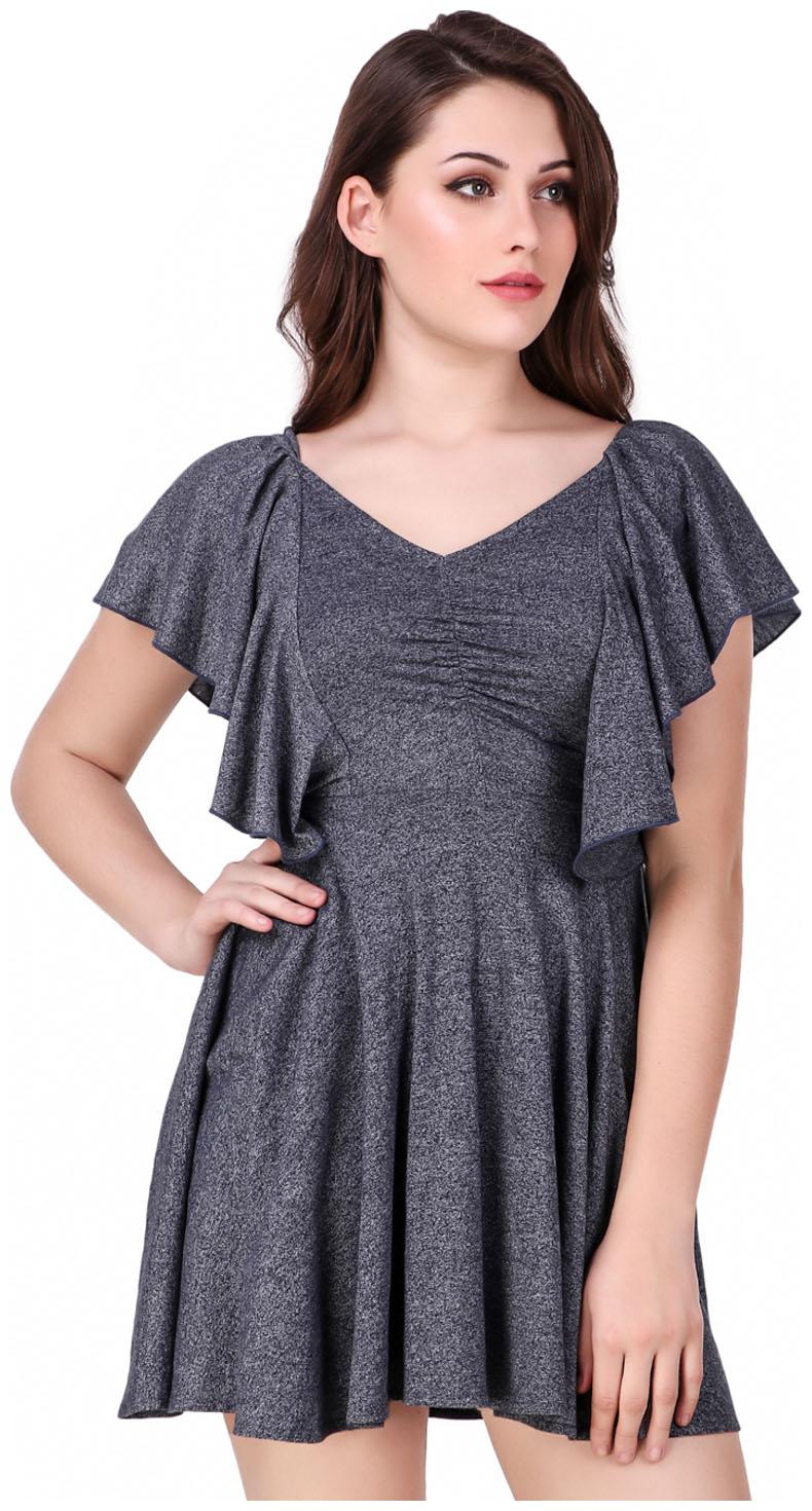 

Texco Grey Solid Fit flare dress