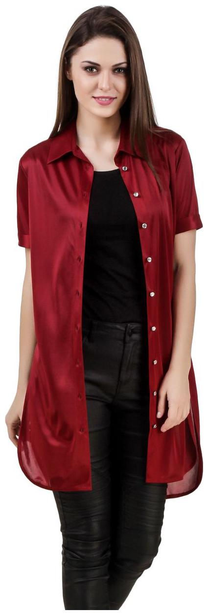 

Texco Women Maroon Solid Regular Fit Shirt