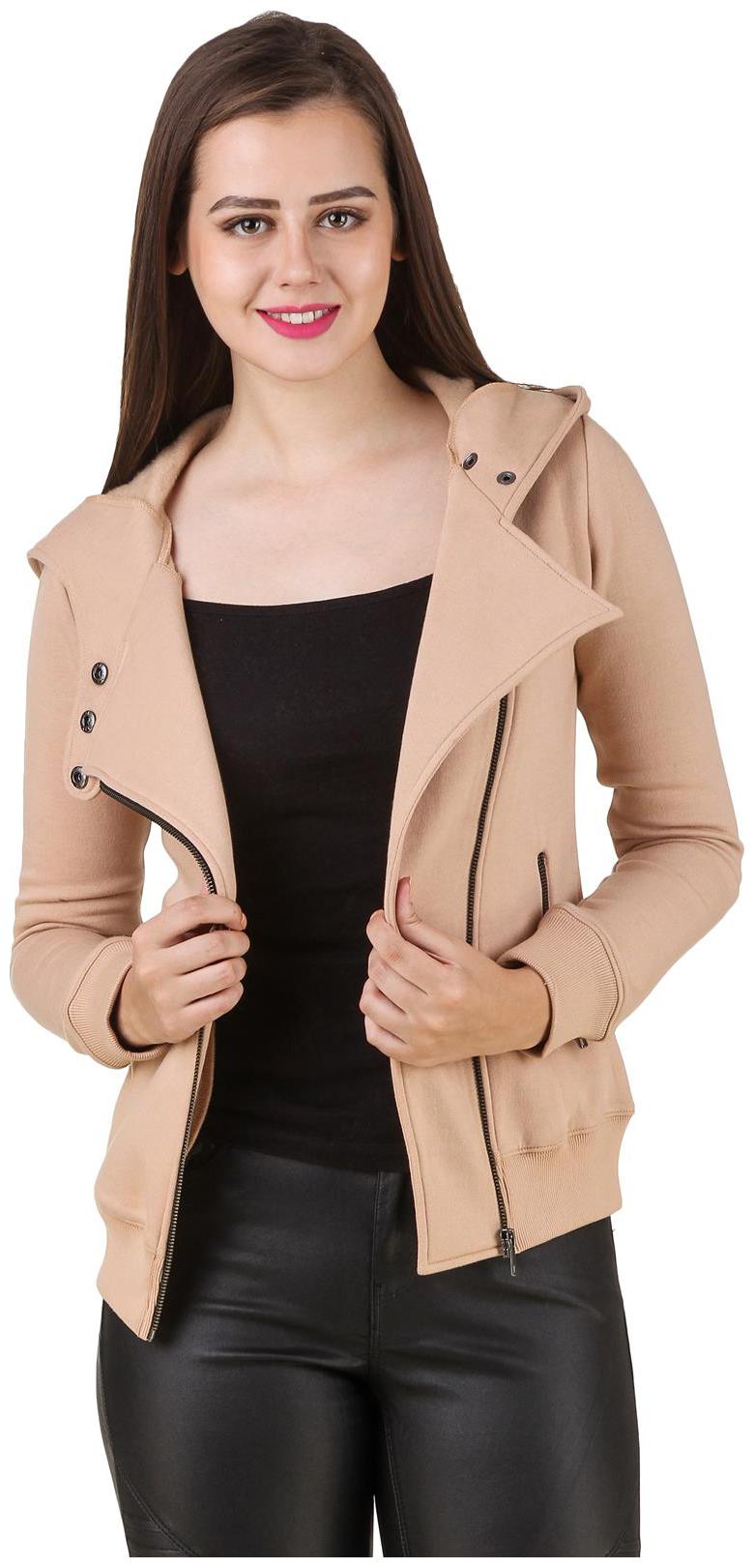 

Texco hooded full sleeve beige winter jacket