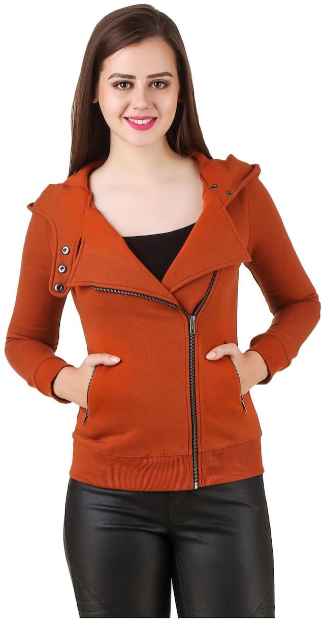 Texco hooded full sleeve rust winter jacket