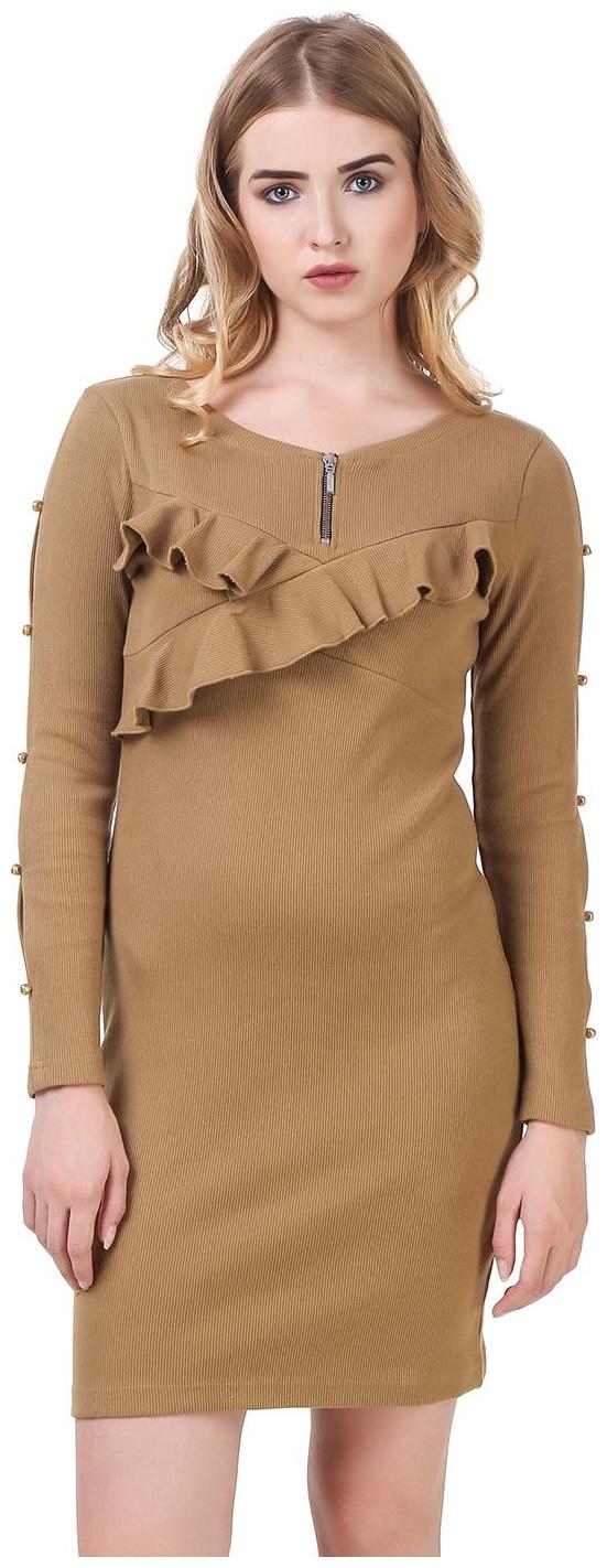 

Texco Beige Solid Bodycon dress