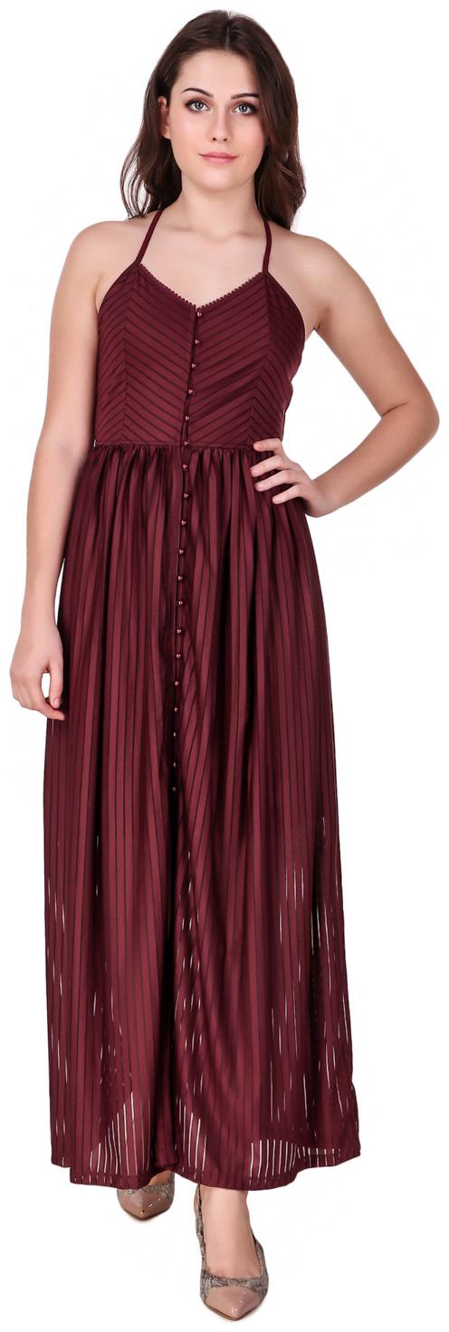 

Texco Red Solid Maxi dress