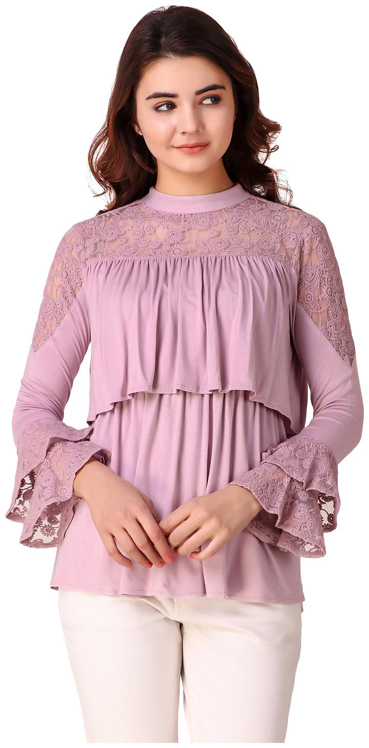 

Texco Lilac Pretty Lace Ruffle Elegant Top for Women