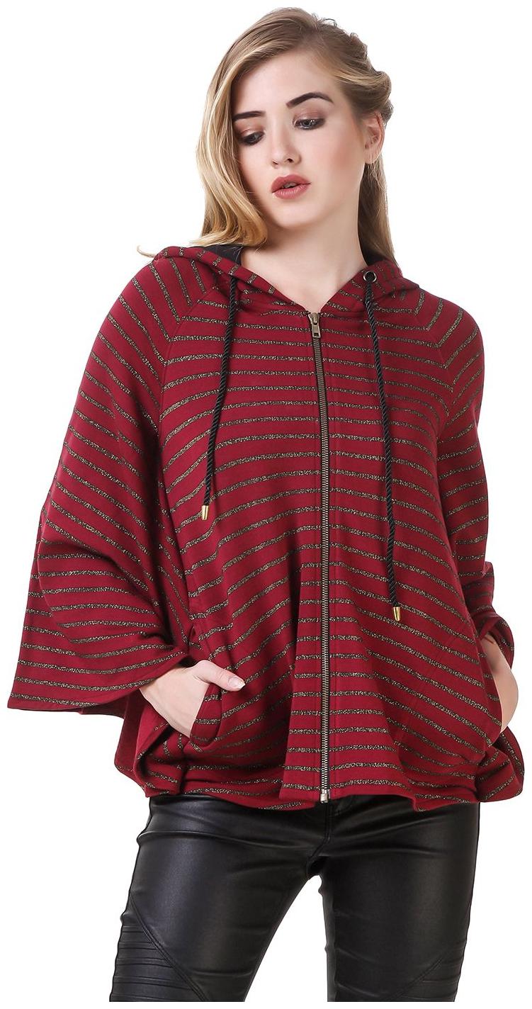 

Texco Women Striped Regular Jacket - Maroon