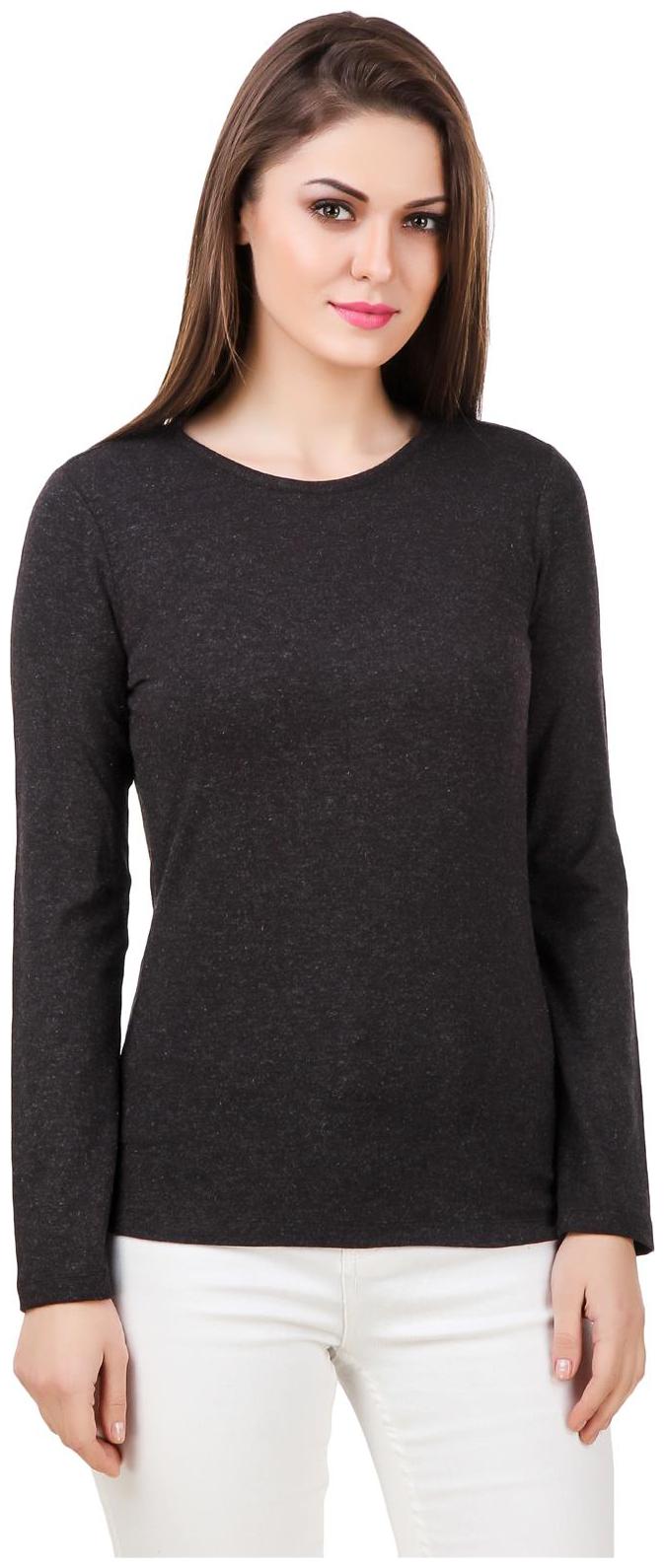 

Texco Women Black Body fit Round neck Viscose rayon T shirt