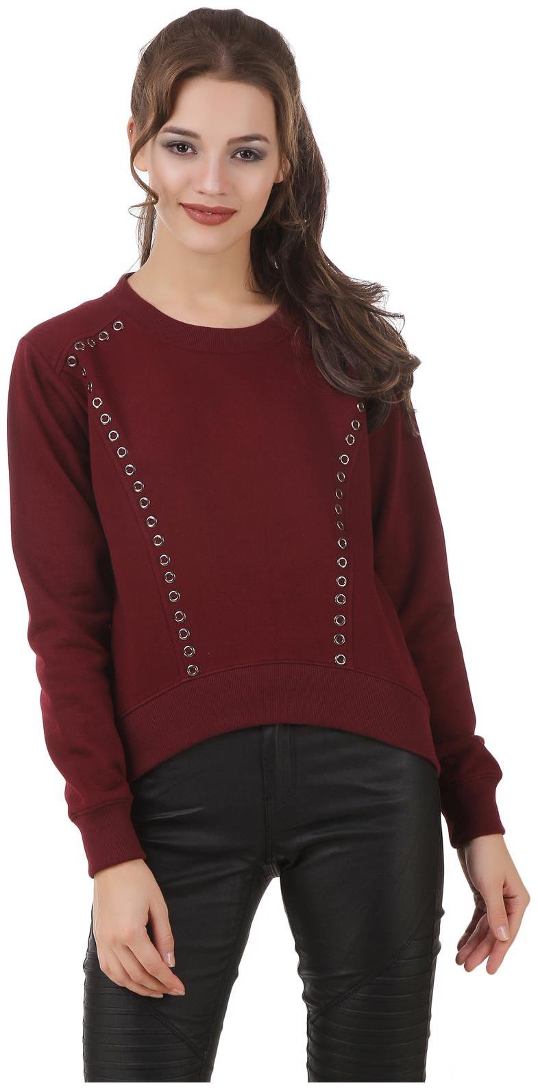 

Texco Women Solid Sweatshirt - Maroon