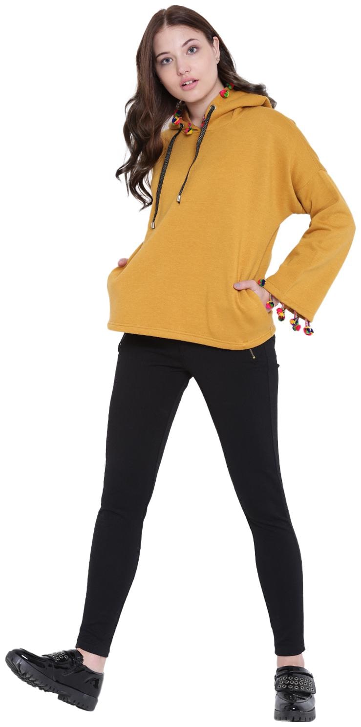 

Texco Women Solid Sweatshirt - Mustard