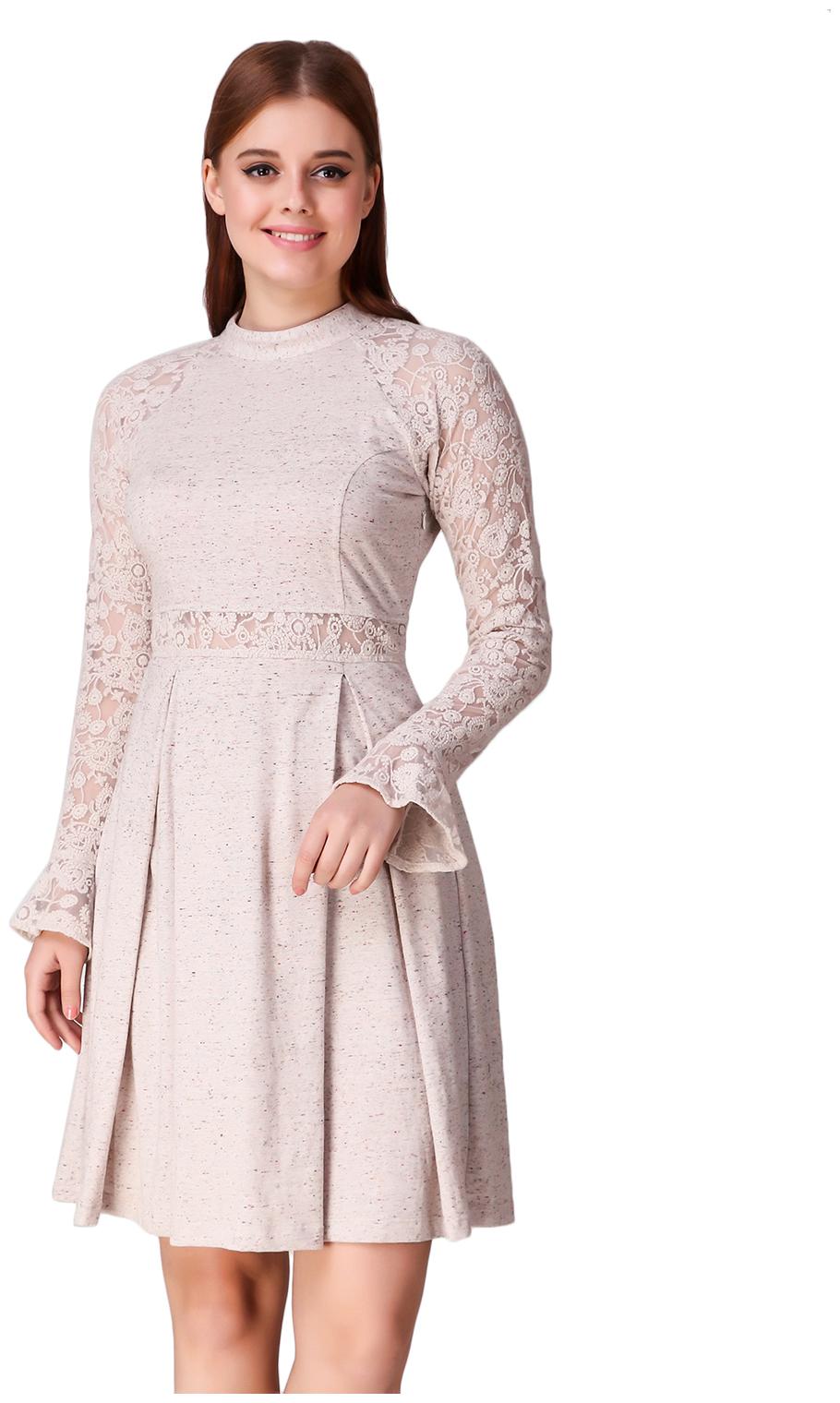 

Texco White Solid Fit flare dress
