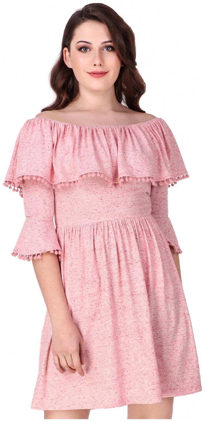 

Texco Pink Solid Fit flare dress