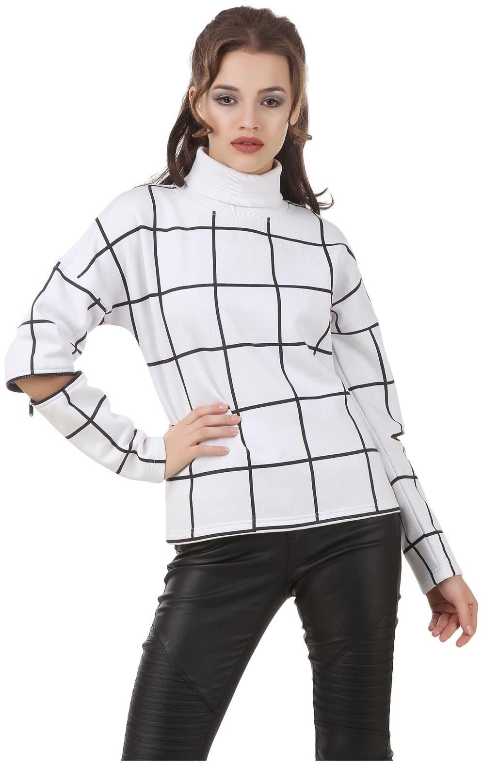 

Texco Women Checked Sweatshirt - White