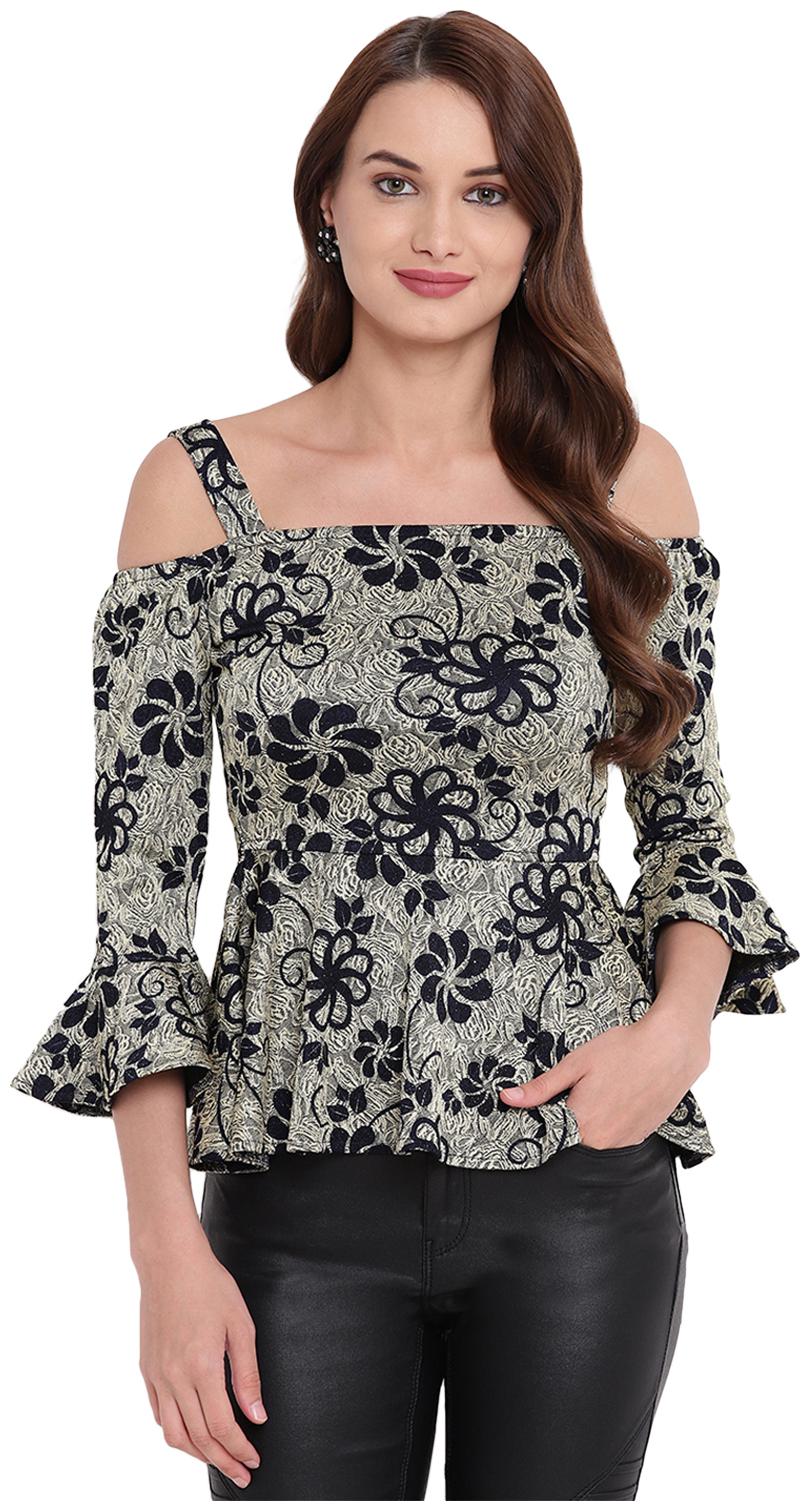 

Texco Women Printed Regular top - Black Grey