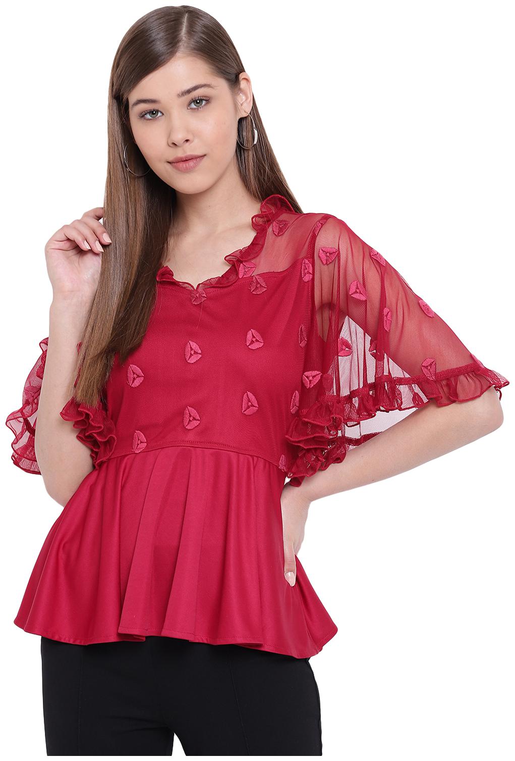 

Texco Polyester Casual Women Tops Tunics Burgundy