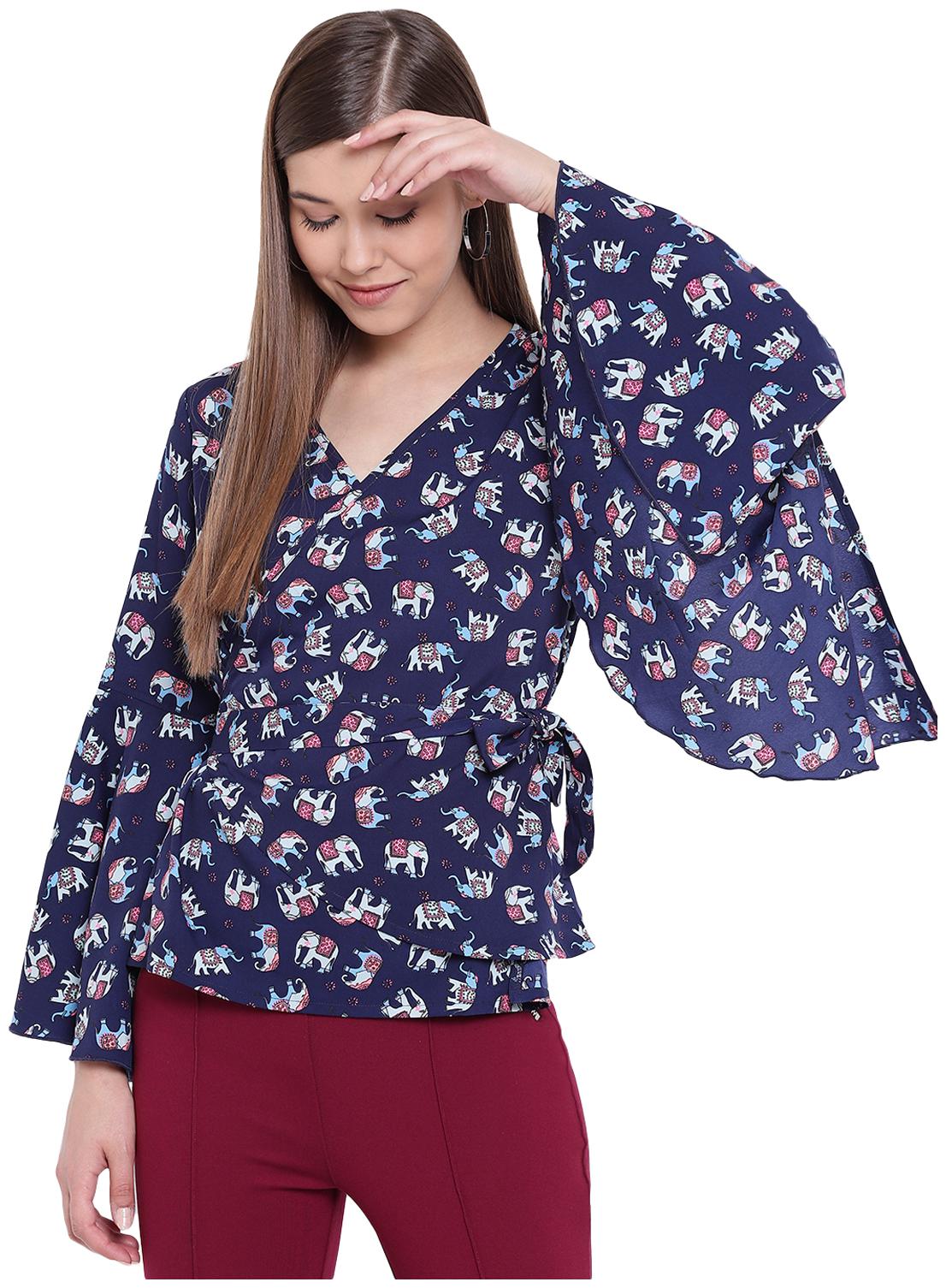 

Texco Women Printed Peplum top - Blue