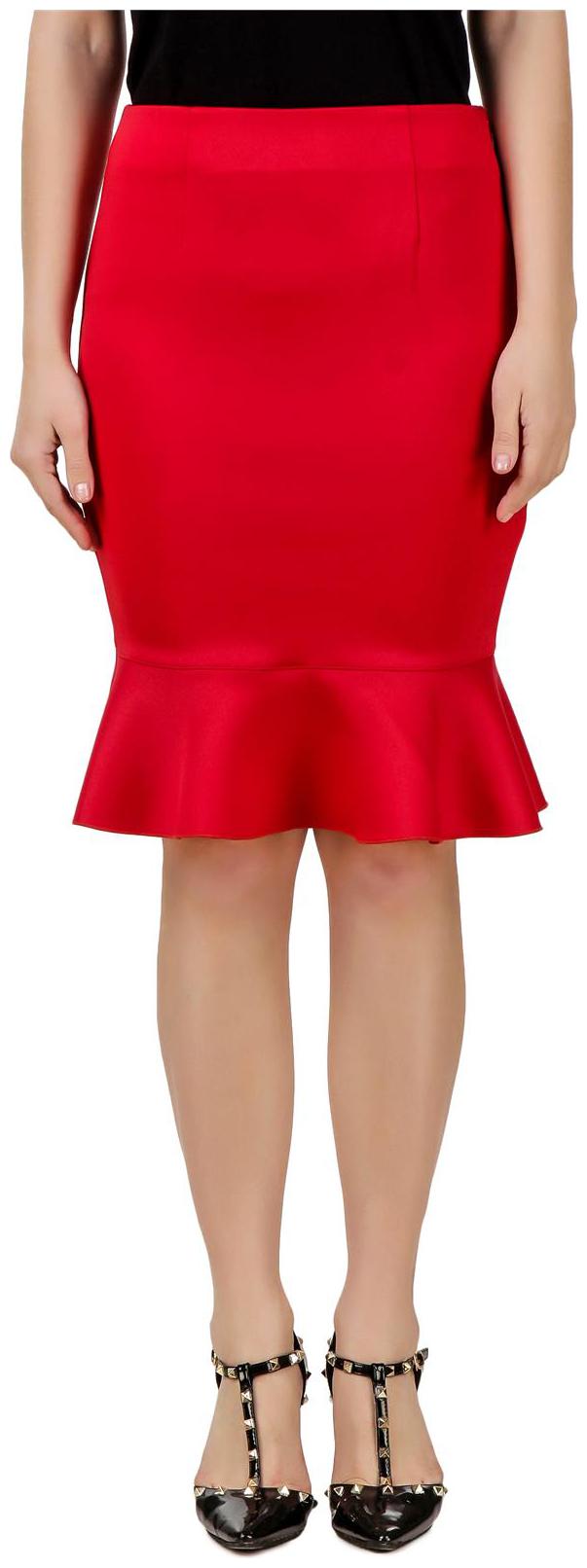 

Texco Red Bodycon Trumpet Peplum Skirt
