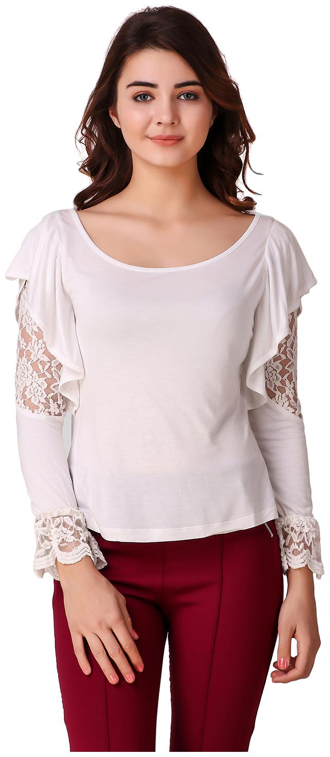 

Texco White Lace Party Top for Women