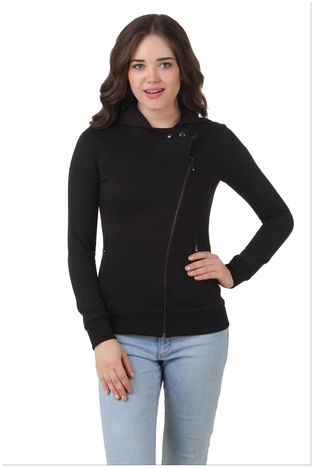 

TEXCO WINTER COTTON POLYSTER FLEECE HOODED BLACK STYLIST JACKET