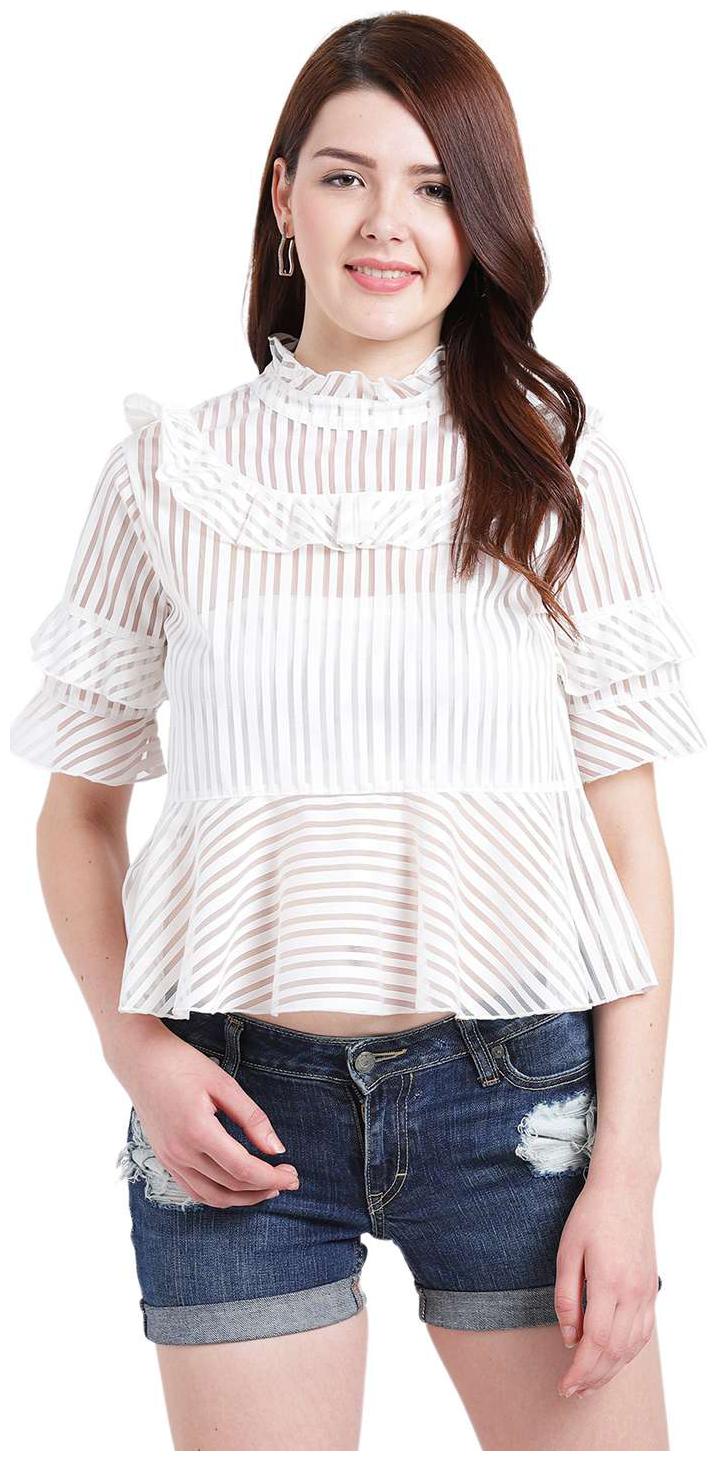 

Texco Women Solid A-line top - White