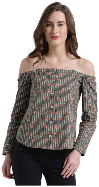 Texco Women Green Floral Regular Fit Shirt