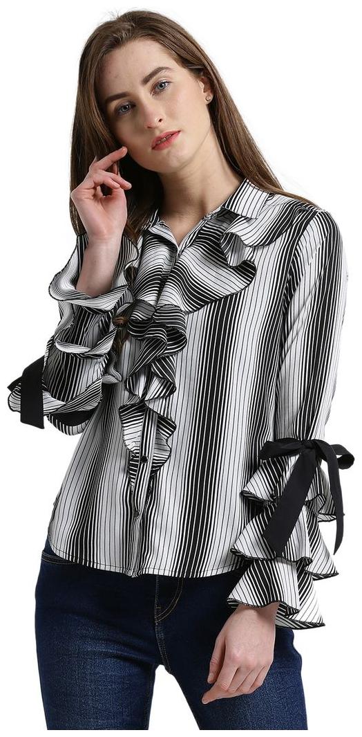 

Texco Women Grey Striped Regular Fit Shirt
