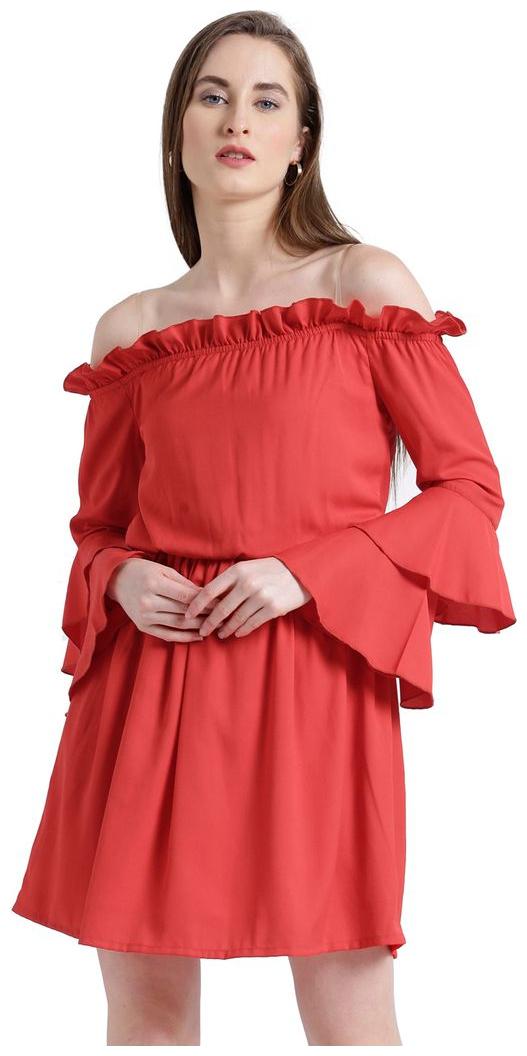 

Texco Red Solid A-line dress
