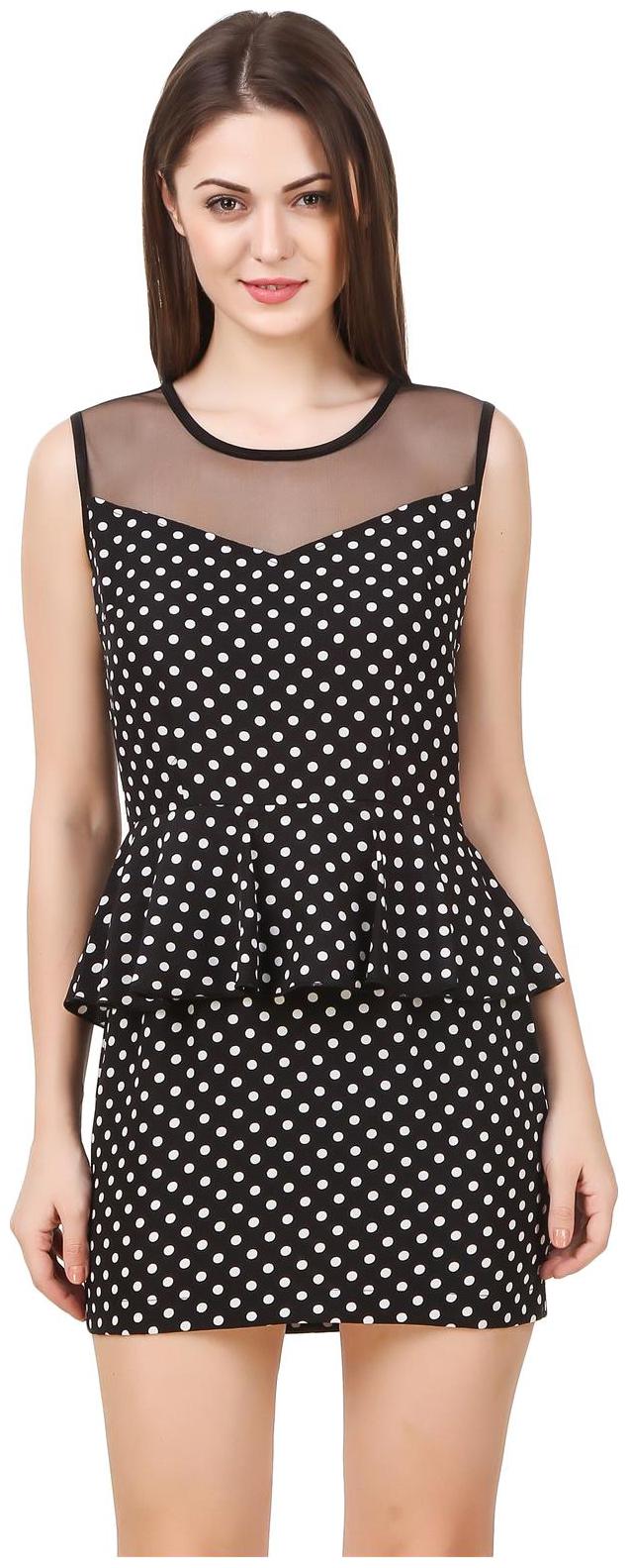 

Texco women s black polka dot peplum dress