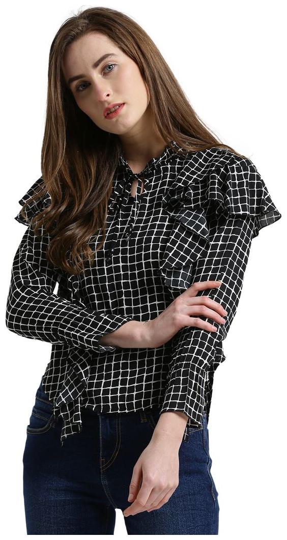 

Texco Women Printed A-line top - Grey