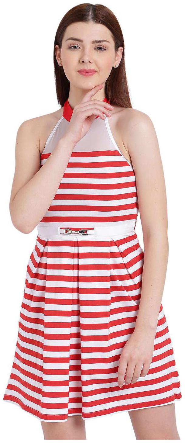 

Texco Red Printed A-line dress