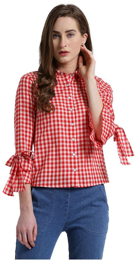 

Texco Women Red Checked Regular Fit Shirt