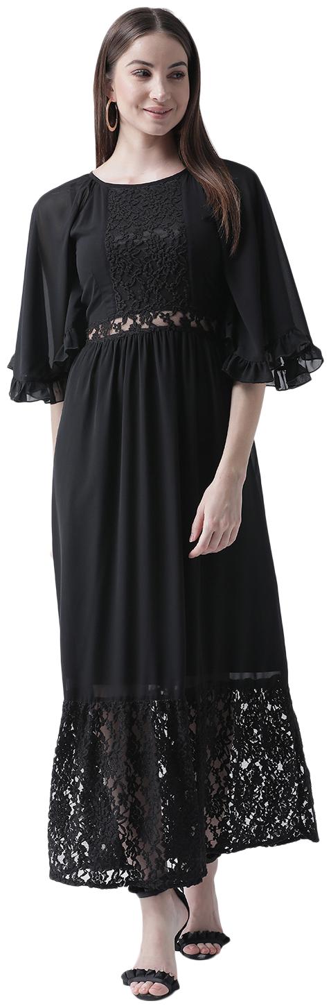 

Texco Black Solid Maxi dress