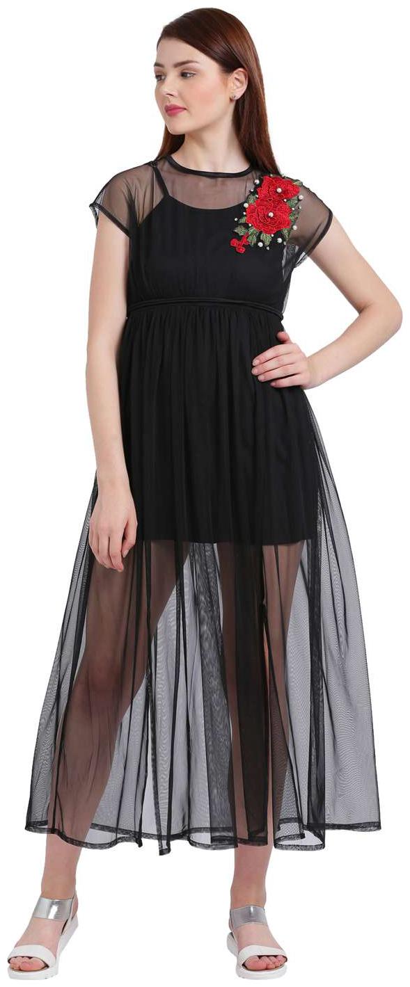 

Texco Black Printed A-line dress